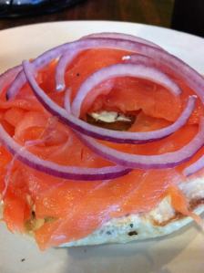Lox and Cream Cheese on an Everything Bagel from Einstein's